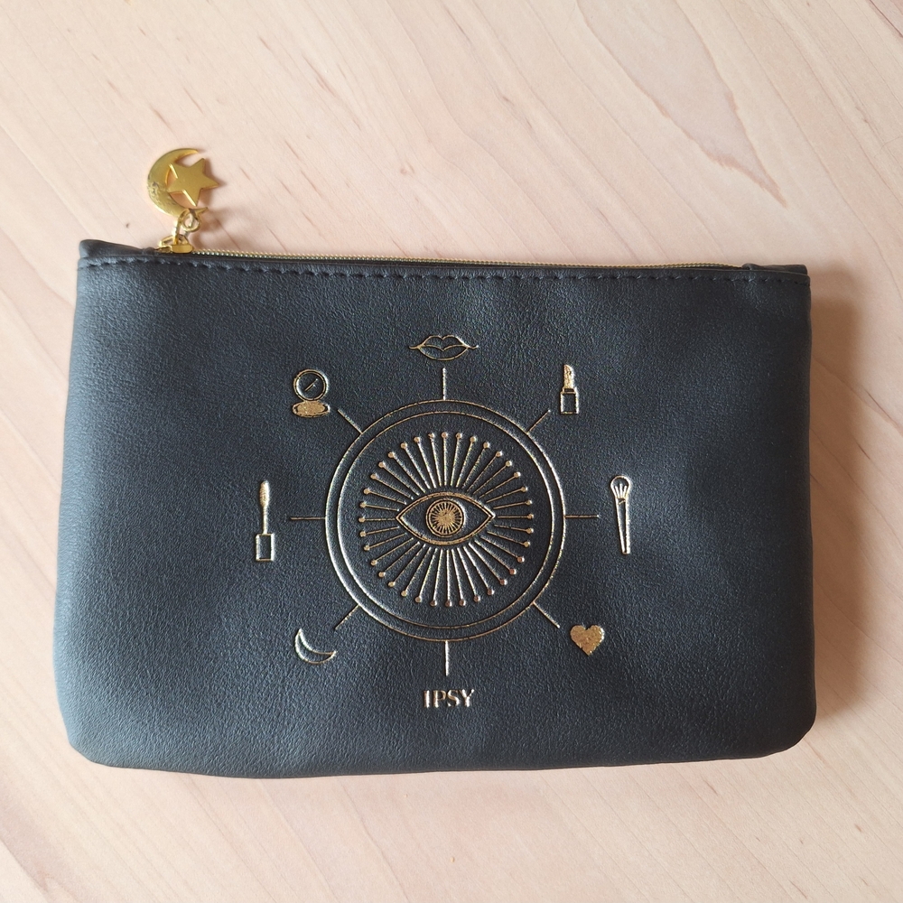 Ipsy Black Cosmetic Bag with Gold Accents